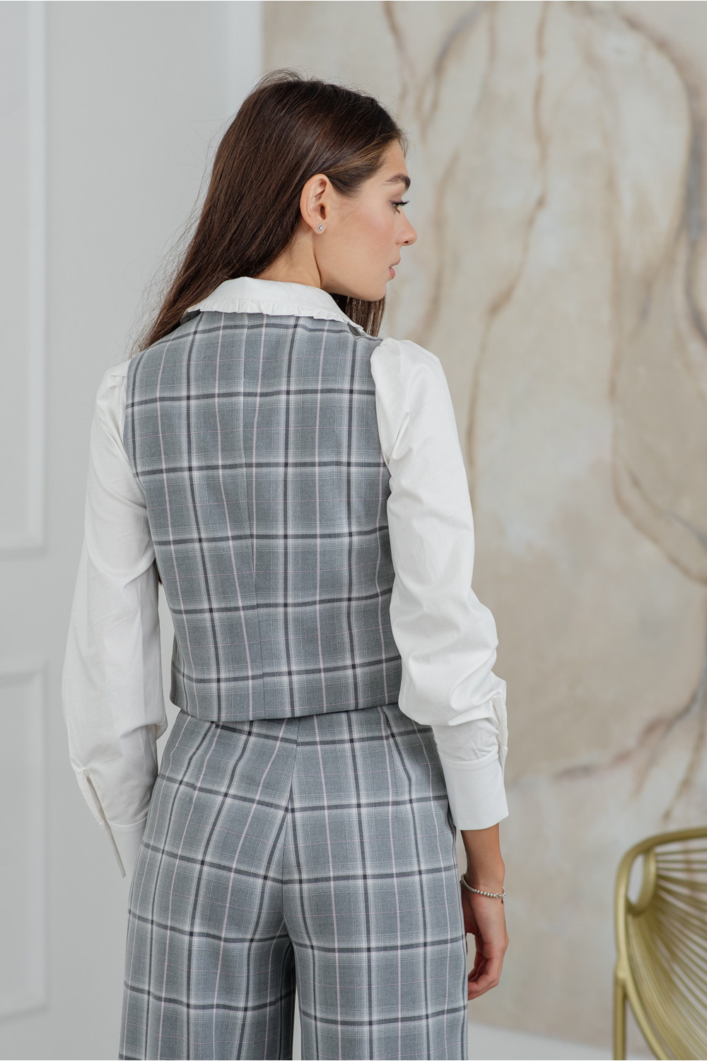 Жилет 6156 Серо-розовый