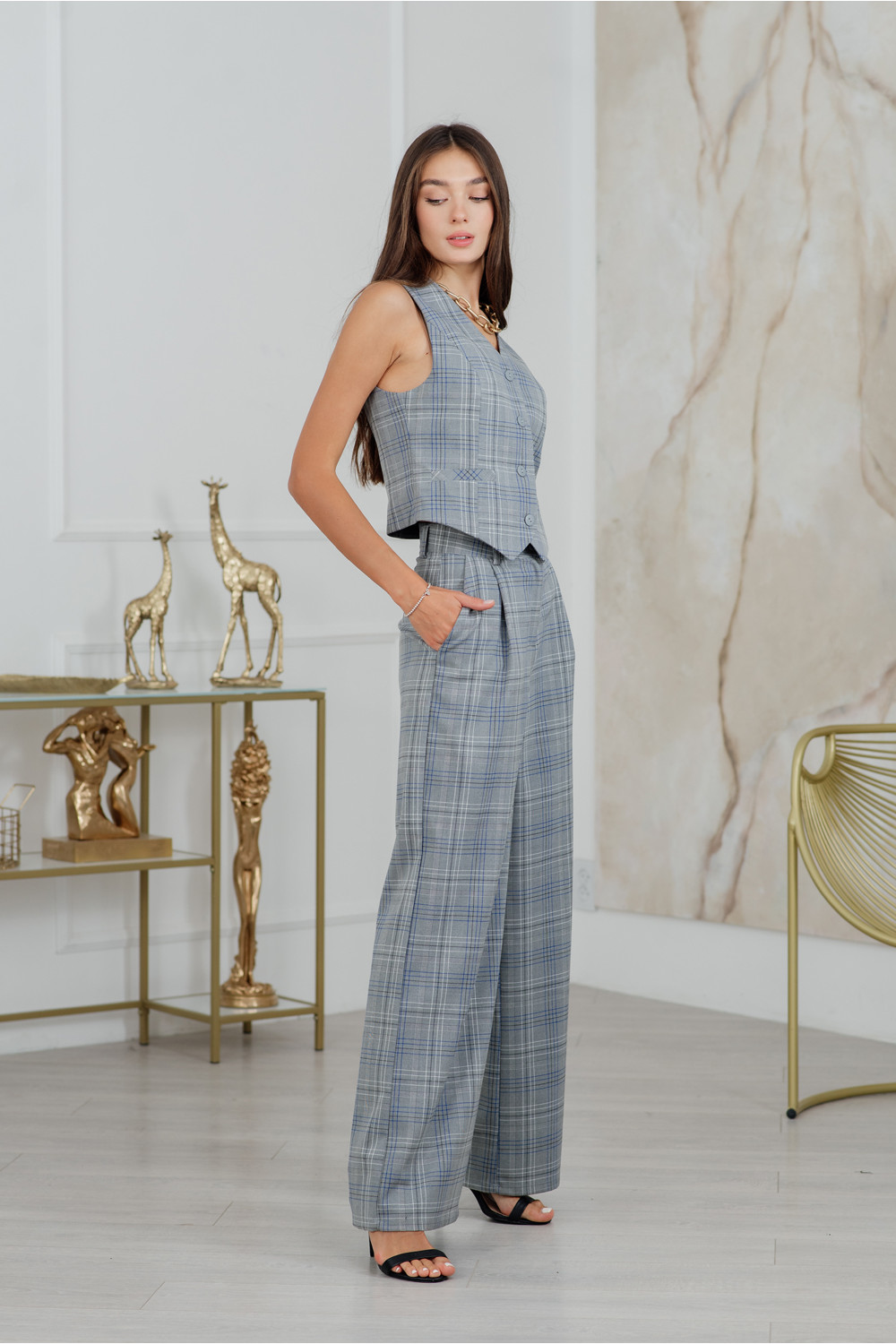 Жилет 6156 Серо-голубой