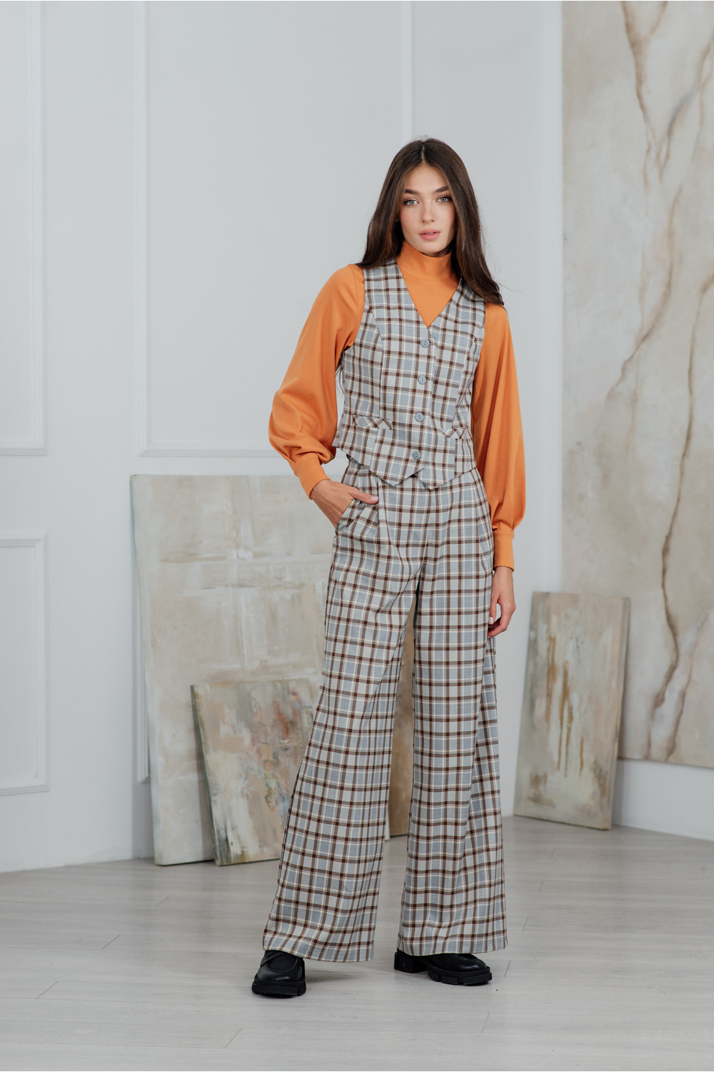 Жилет 6156 Серо-бежевый