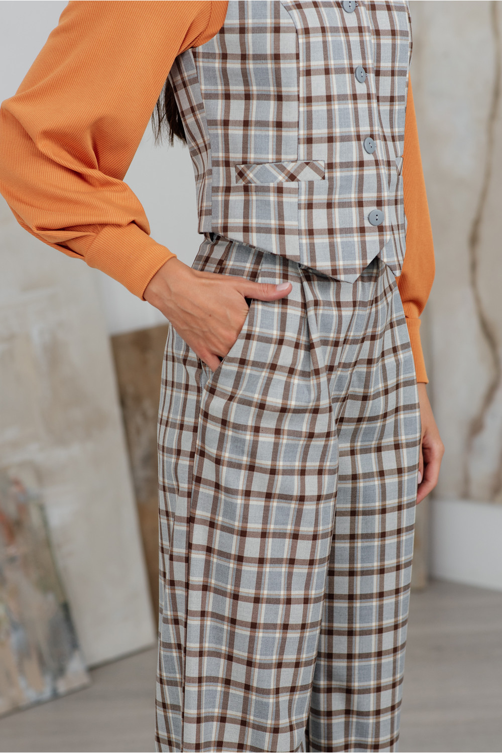 Жилет 6156 Серо-бежевый