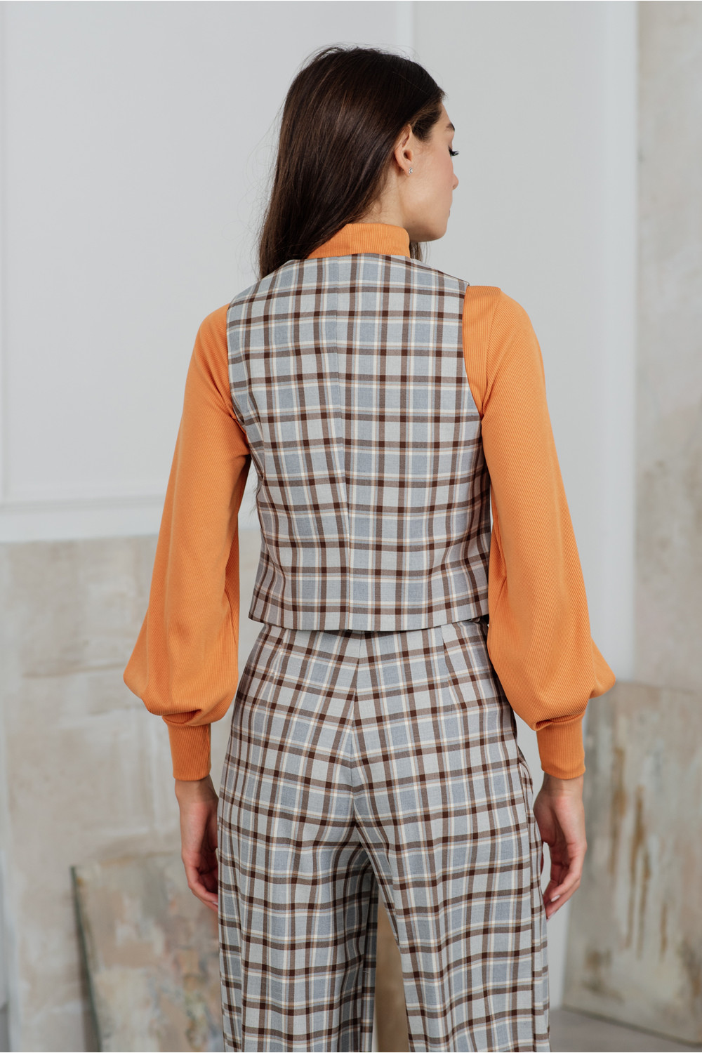 Жилет 6156 Серо-бежевый