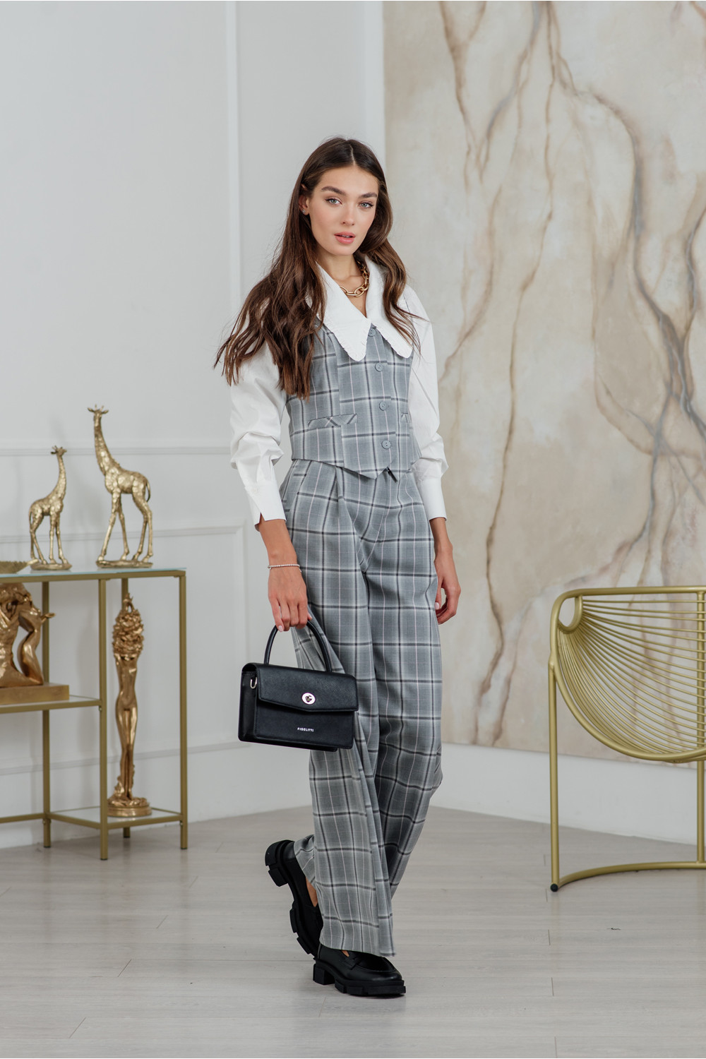 Брюки 6157 Серо-розовый