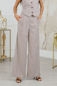 Beige high-waisted plaid palazzo pants Бежевый