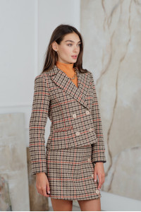 Mocacchino-colored semi-fitted tweed jacket Mocha Мокко