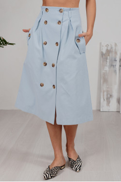 Голубая джинсовая юбка миди в стиле сафари с запахом Голубой