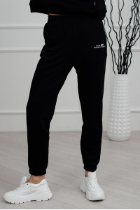 Черные спортивные брюки-джоггеры из трехнитки с высокой посадко Черный Черный