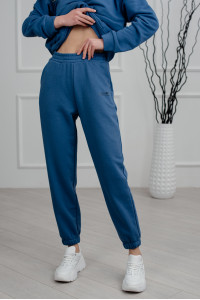 Спортивные брюки-джоггеры из трехнитки цвета деним Деним