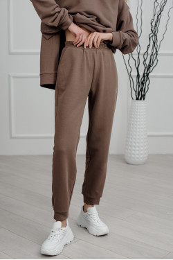 Спортивные брюки-джоггеры из трехнитки шоколадного цвета