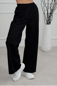Черные широкие спортивные брюки с застроченными стрелками Черный Черный