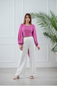 Вечерняя шифоновая блуза с пышным рукавом цвета орхидея Орхидея