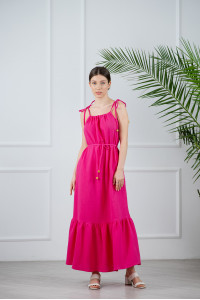 Повседневный сарафан макси из муслина-креш цвета фуксия Фуксия