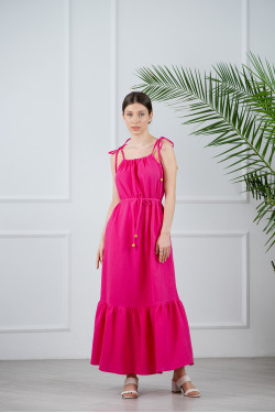 Повседневный сарафан макси из муслина-креш цвета фуксия