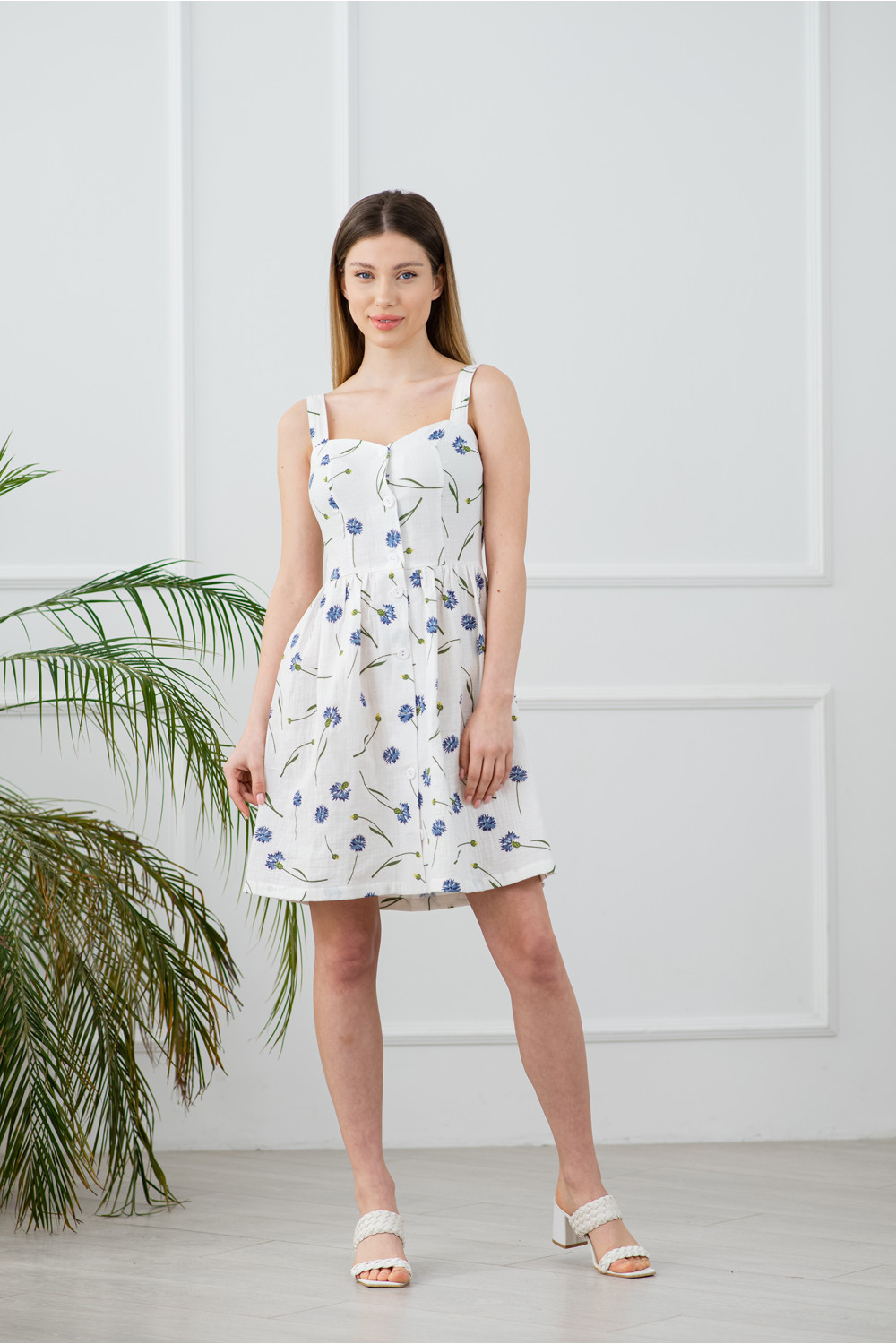 Платье 6251 Белый голубой