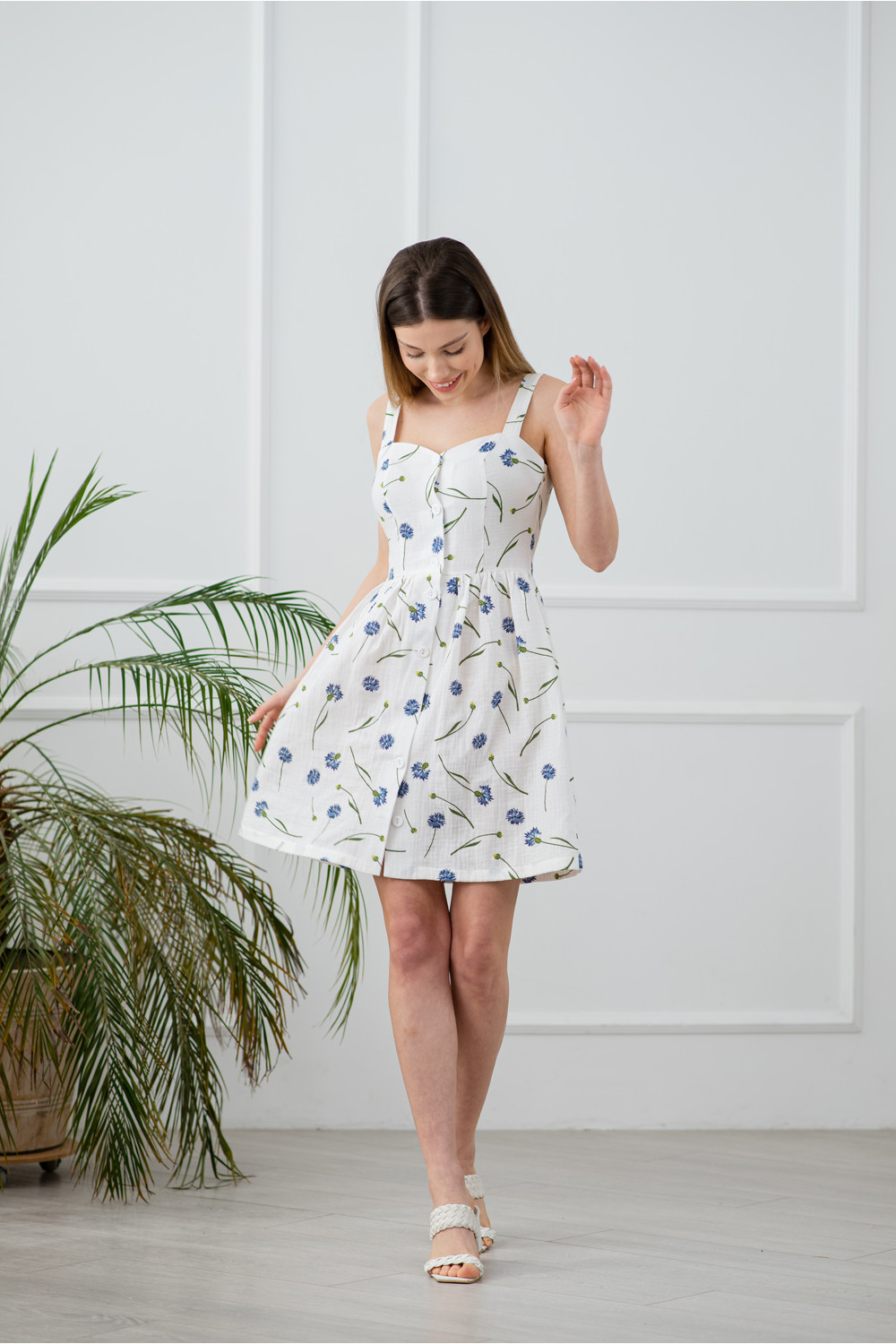 Платье 6251 Белый голубой