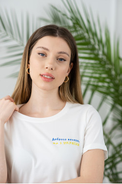 Повседневная хлопковая футболка с логотипом, цвет Молочный