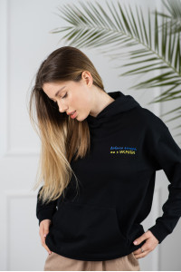 Черный свитшот с капюшоном из плотной трехнитки Черный