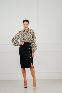 Юбка миди черная из костюмной ткани с имитацией запаха Черный Черный