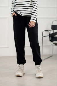 Черные спортивные брюки из трехнитки с боковым карманом Черный Черный