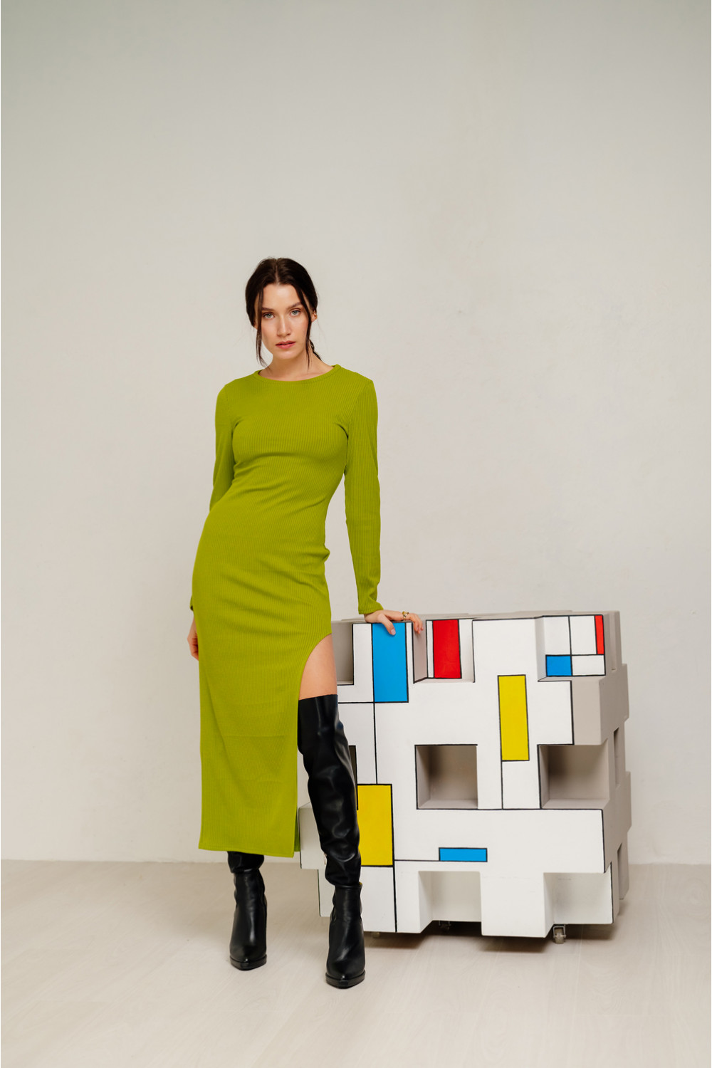 Платье 6402 Оливковый