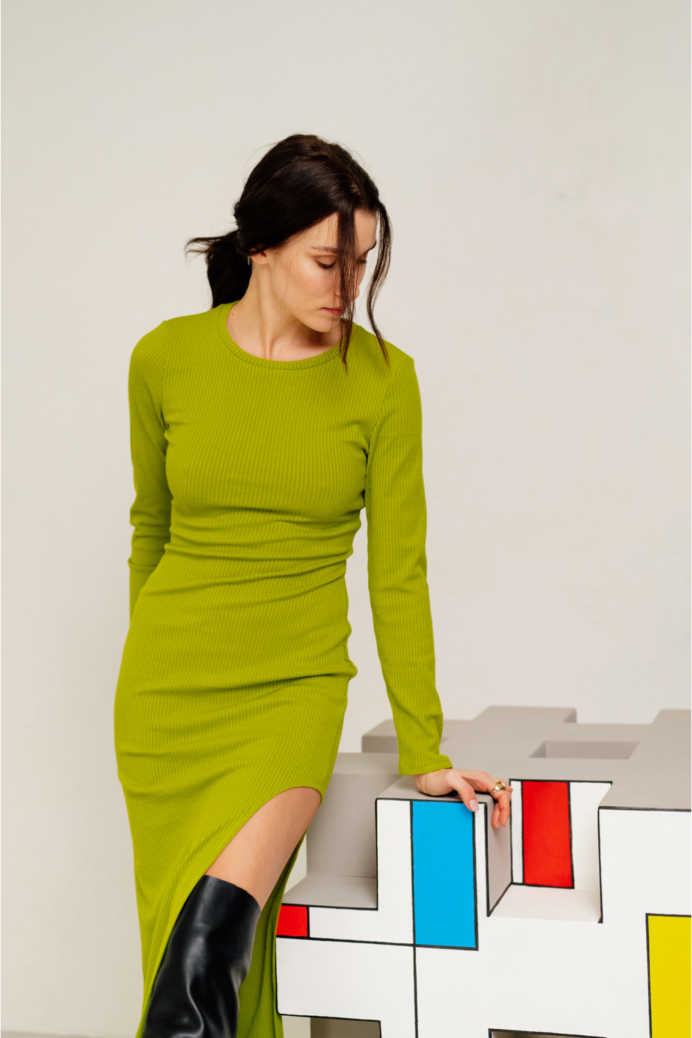 Платье 6402 Оливковый