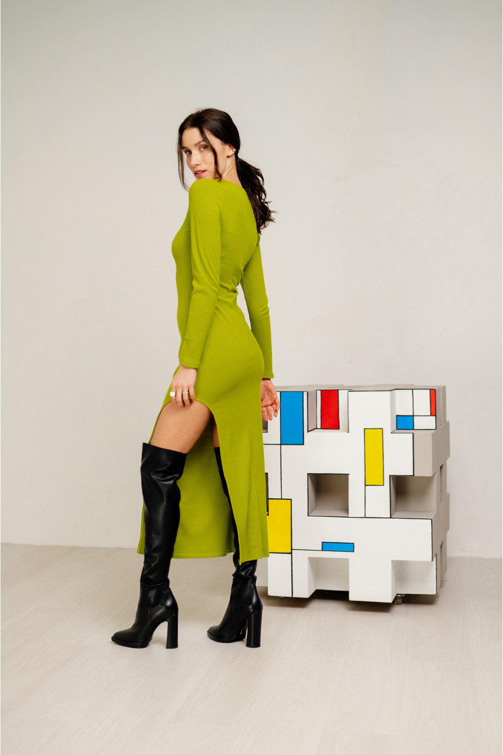 Платье 6402 Оливковый