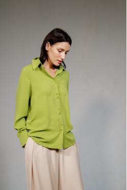 Женская блуза на лето свободного кроя оливкового цвета Оливковый