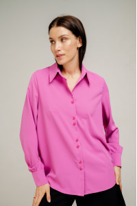 Розовая базовая блузка свободного кроя с длинным рукавом Розовый Розовый