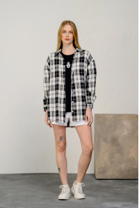 Черная рубашка оверсайз из коттона с длинным рукавом Черный Черный