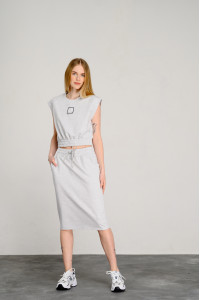 Повседневный костюм с юбкой из двухнитки меланж Меланж