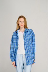 Базовая женская рубашка оверсайз из коттона цвета мята Мята