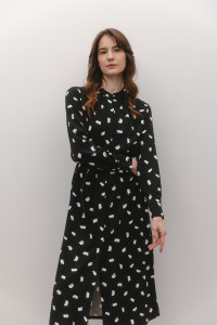 Длинное платье из штапеля свободного кроя черного цвета Черный Черный