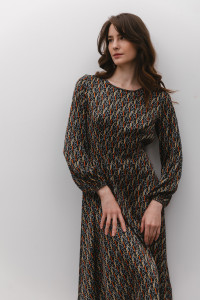 Вечернее платье миди из шелка Армани в цвете черный-золото Черный-золото