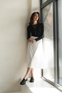 Юбка-трапеция из материала Атлас в цвете Шампань Шампань