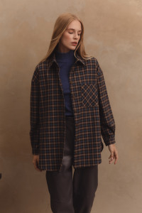 Рубашка оверсайз с длинным рукавом цвета морская волна волна