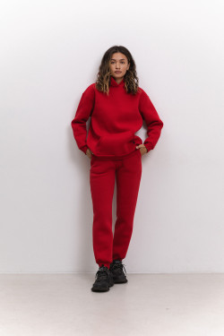 Red knitted sports trousers with Red