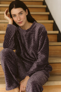 Женская теплая пижама из велсофта, цвет Виноградный Виноградный