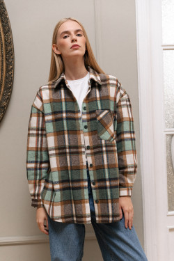 Зелена сорочка з довгим рукавом у стилі Casual . Зелений