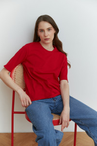 Red basic straight-cut Red -shirt Красный