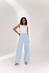 Голубые брюки для офиса женские из костюмной ткани Голубой Голубой