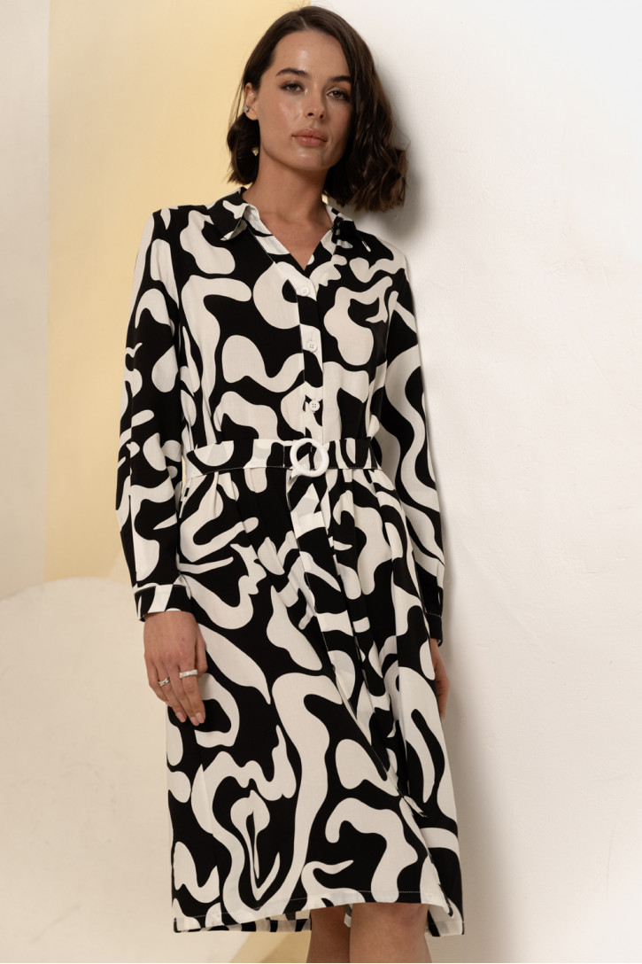 Платье 6606 Черный-белый