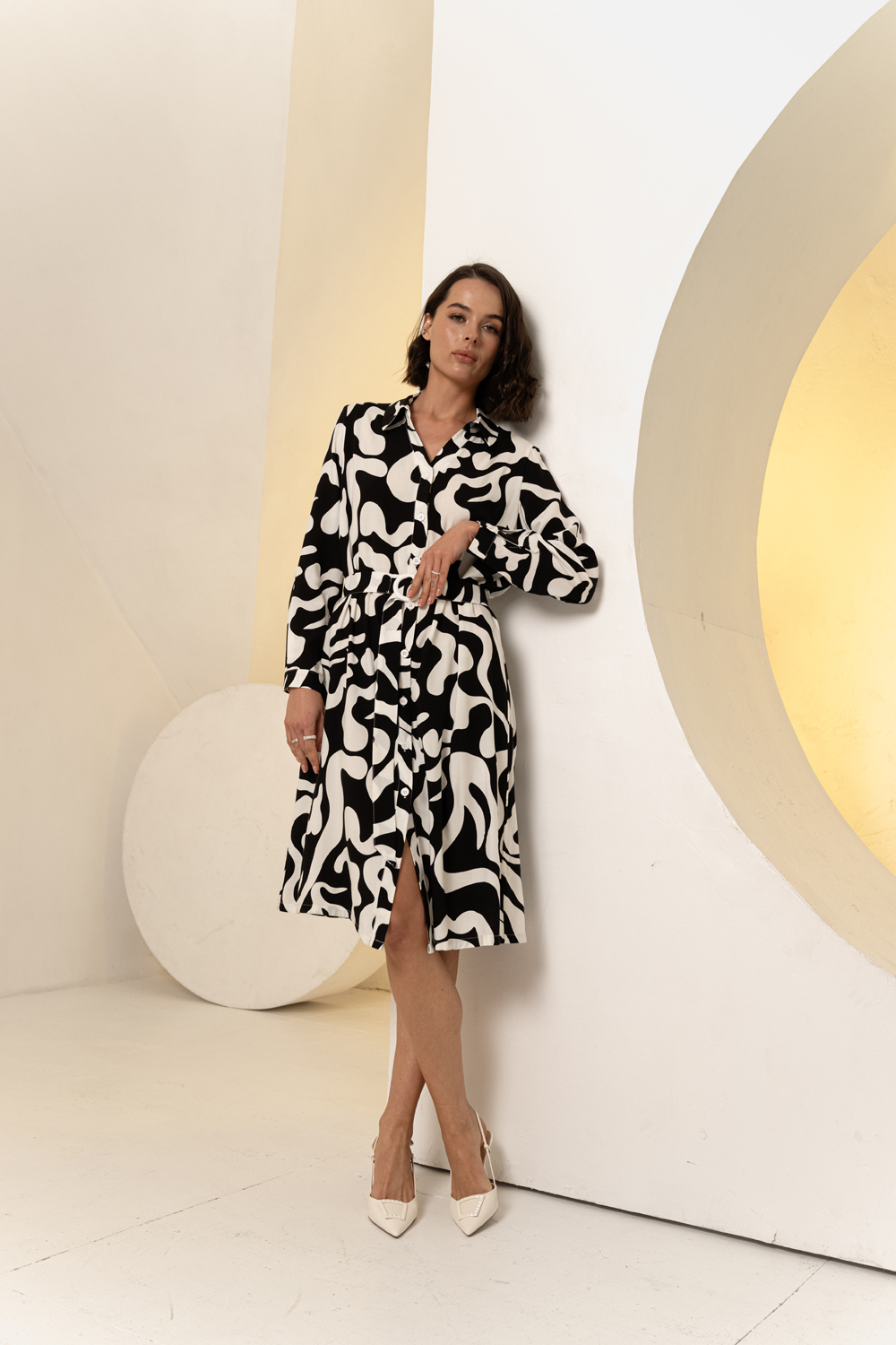 Платье 6606 Черный-белый