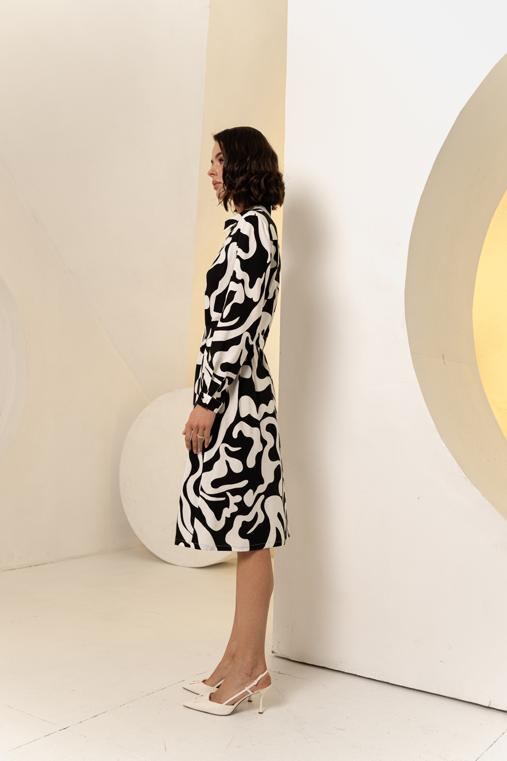 Платье 6606 Черный-белый