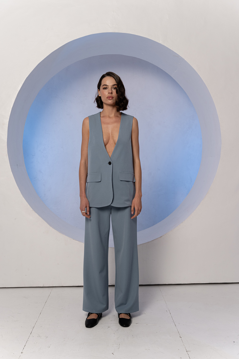 Жилет 6663 Серо-голубой