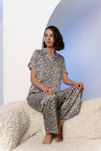 Пижама из шелка Армани с коротким рукавом и принтом Mix Mix