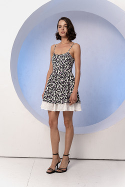 Темно-синий сарафан из штапеля с регулируемыми бретелями