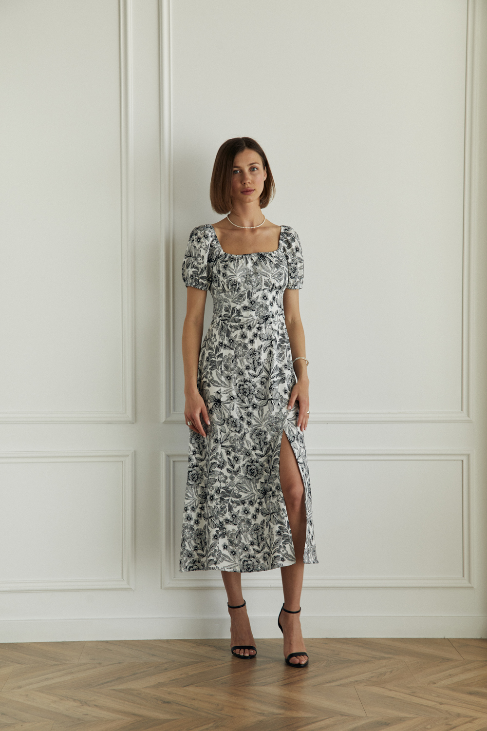 Платье 6651 Черный-белый