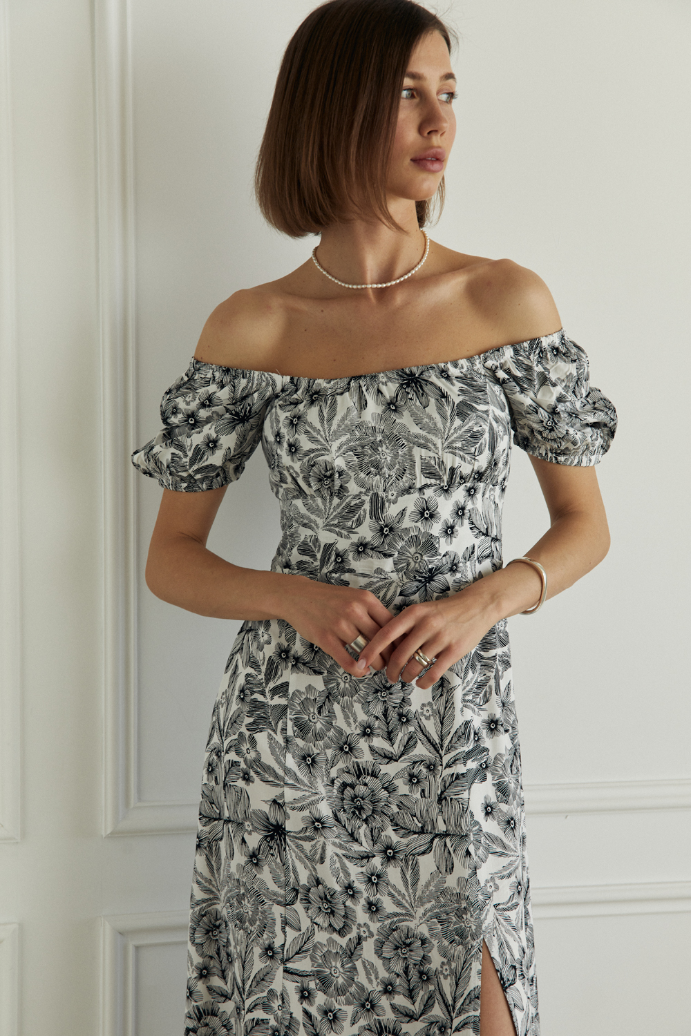 Платье 6651 Черный-белый