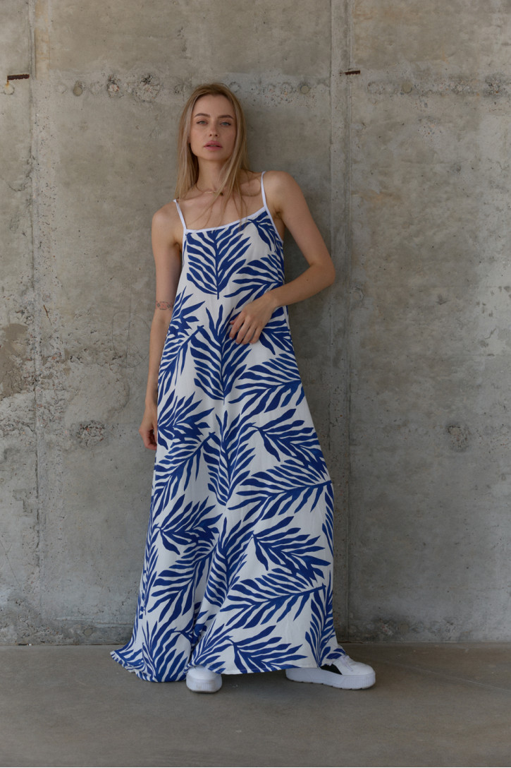 Платье 6695 Белый синий