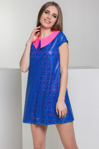 Evening blue dress made of perforated eco Blue Синий