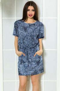 Blue cotton sundress with print and Blue Синий